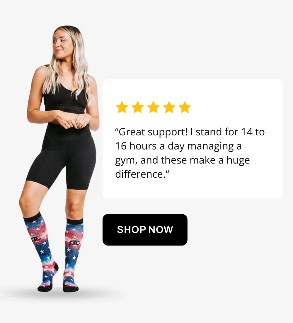 “Great support! I stand for 14 to 16 hours a day managing a gym, and these make a huge difference.“