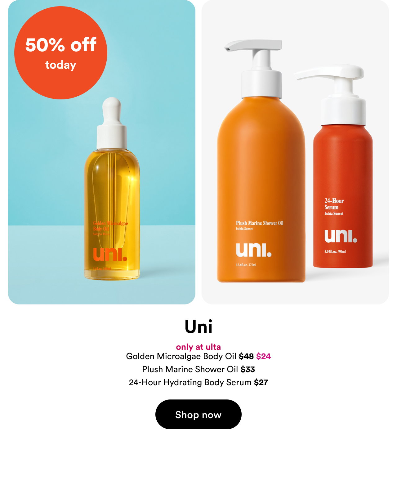 50% off today | Uni | Shop now