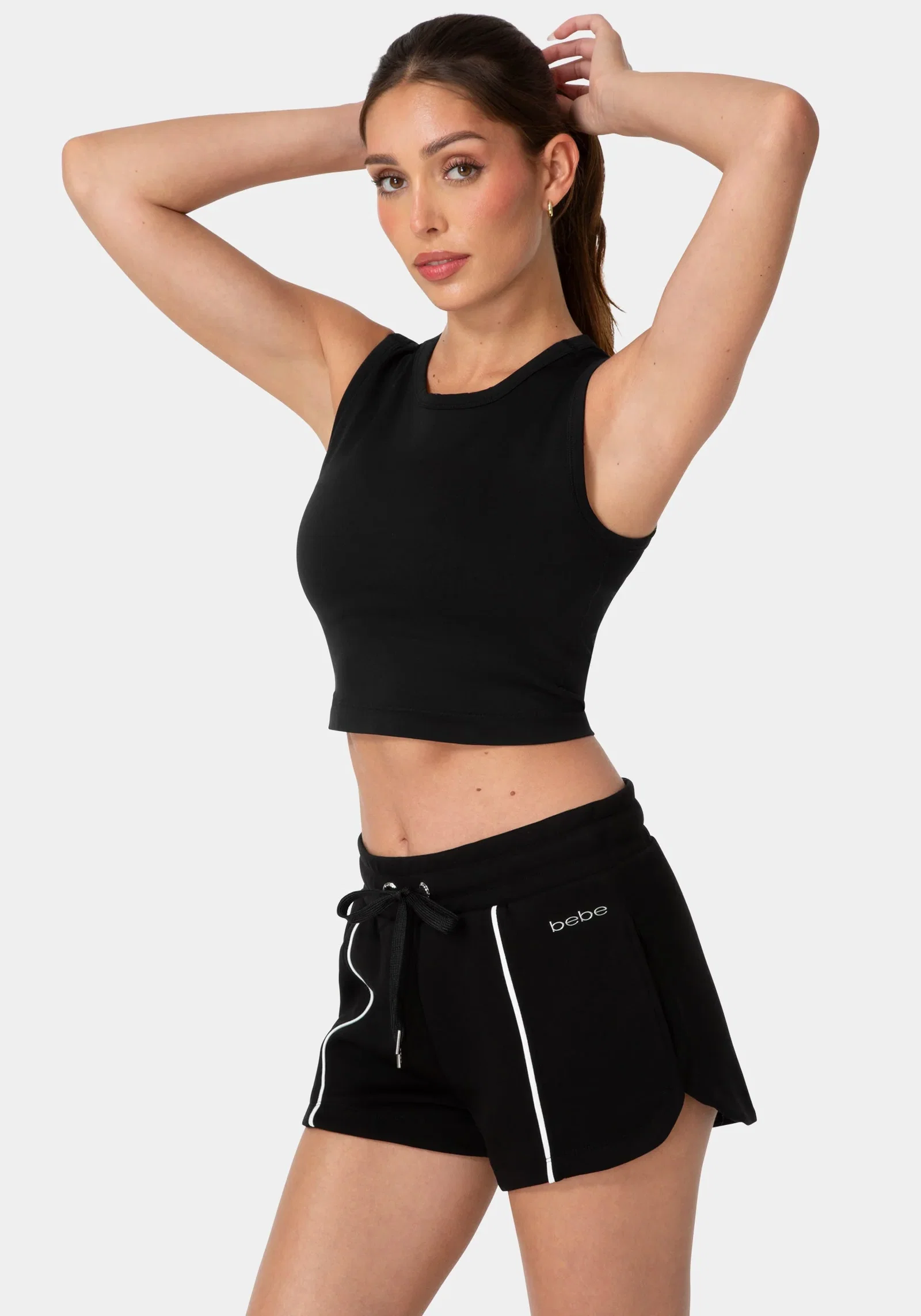 Image of Double Front Seamless Cropped Tank With Foil Logo