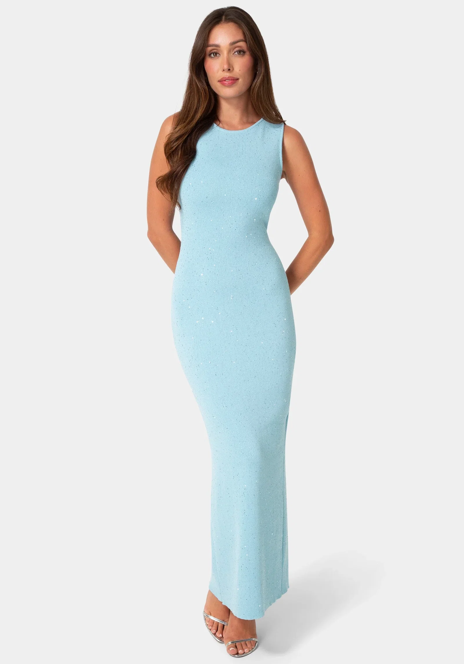 Image of Boatneck Lurex Crochet Maxi Dress