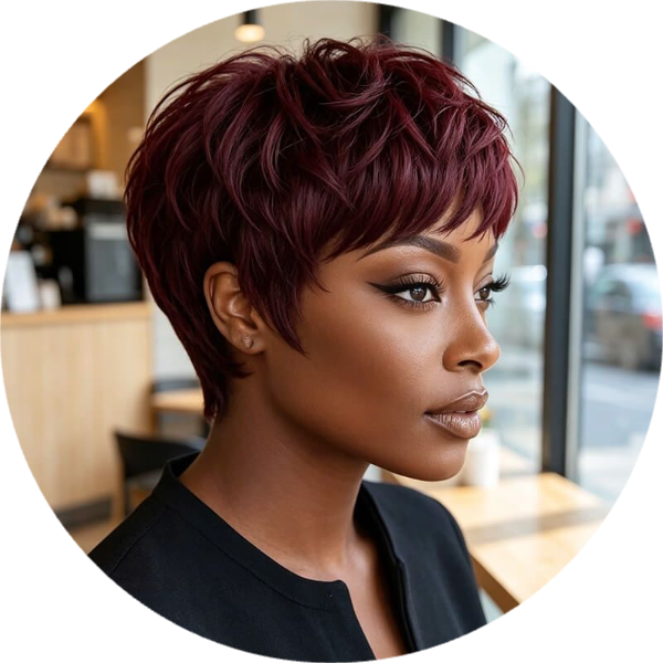 Glueless Machine Made Short Pixie Cut Human Hair Wigs With Bangs Beginner Friendly Wig