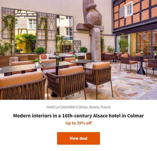 Modern interiors in a 16th-century Alsace hotel in Colmar