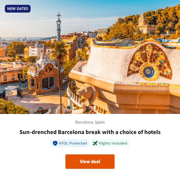 Sun-drenched Barcelona break with a choice of hotels