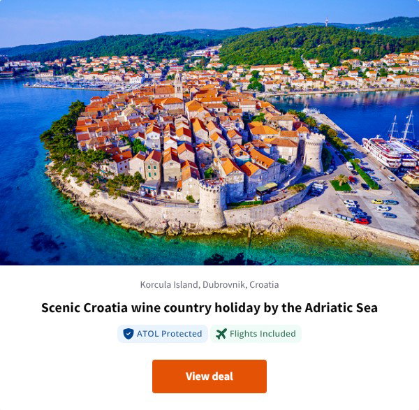 Scenic Croatia wine country holiday by the Adriatic Sea