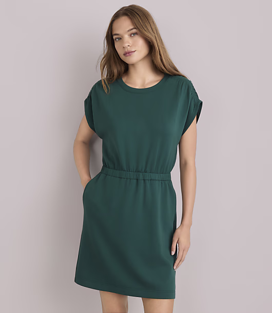 Lou & Grey Scubasoft Cinched Shoulder Mini Pocket Dress
