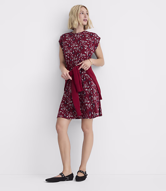 Paisley Cap Sleeve Mini Dress