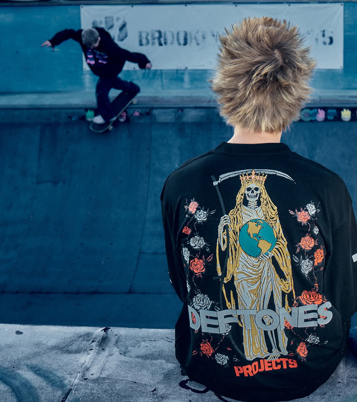 Shop Brooklyn Projects x Deftones | A model wearing a t-shirt with the Projects album graphic.