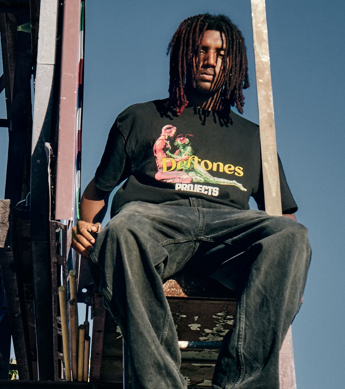 Shop Brooklyn Projects x Deftones | A model wearing a long-sleeve tee from the collection.