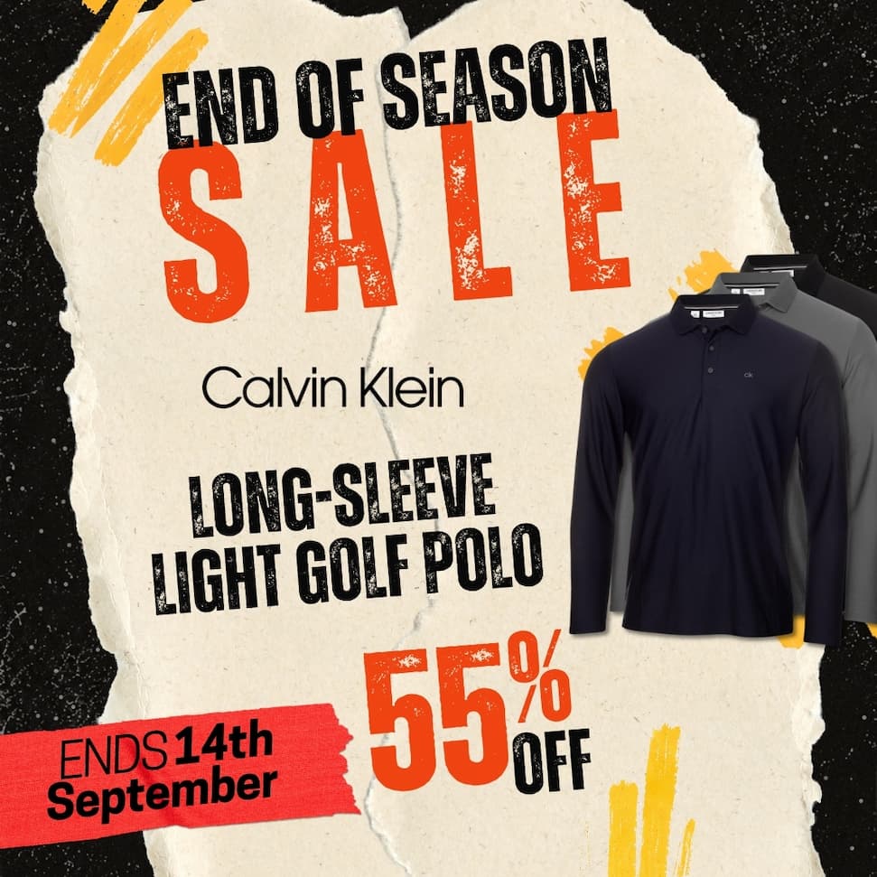 Calvin Klein Mens Long Sleeve Light Central Golf Polo Shirt