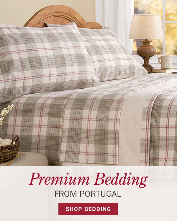 Premium Bedding From Portugal. Shop Bedding. Yarn-Dyed Plaid Portuguese Cotton Flannel Sheet Set, Plaid Portuguese Cotton Percale Sheet Set