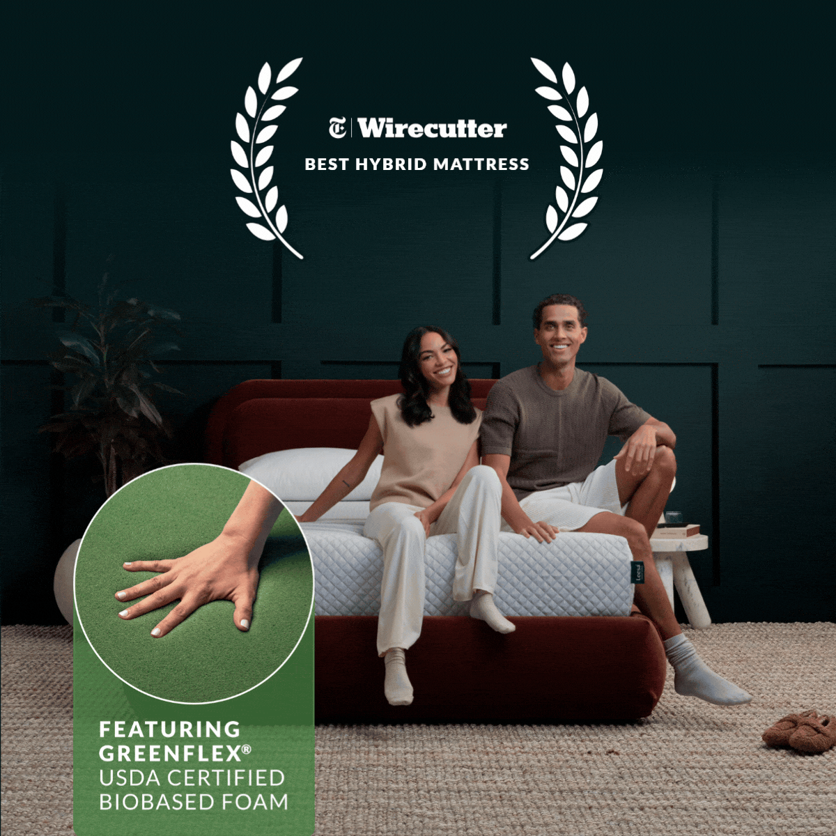 Up to $1,000 off* the Sapira, Wirecutter’s pick for Best Hybrid Mattress six-years running