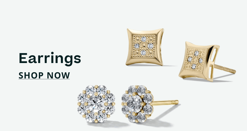 Gold square & diamond cluster studs. Earrings. Click here to shop now