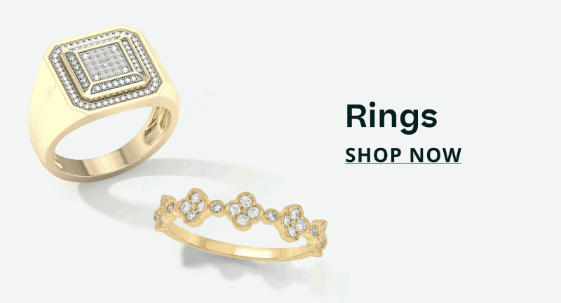 Gold diamond signet ring & clover stackable band. Rings. Click here to shop now