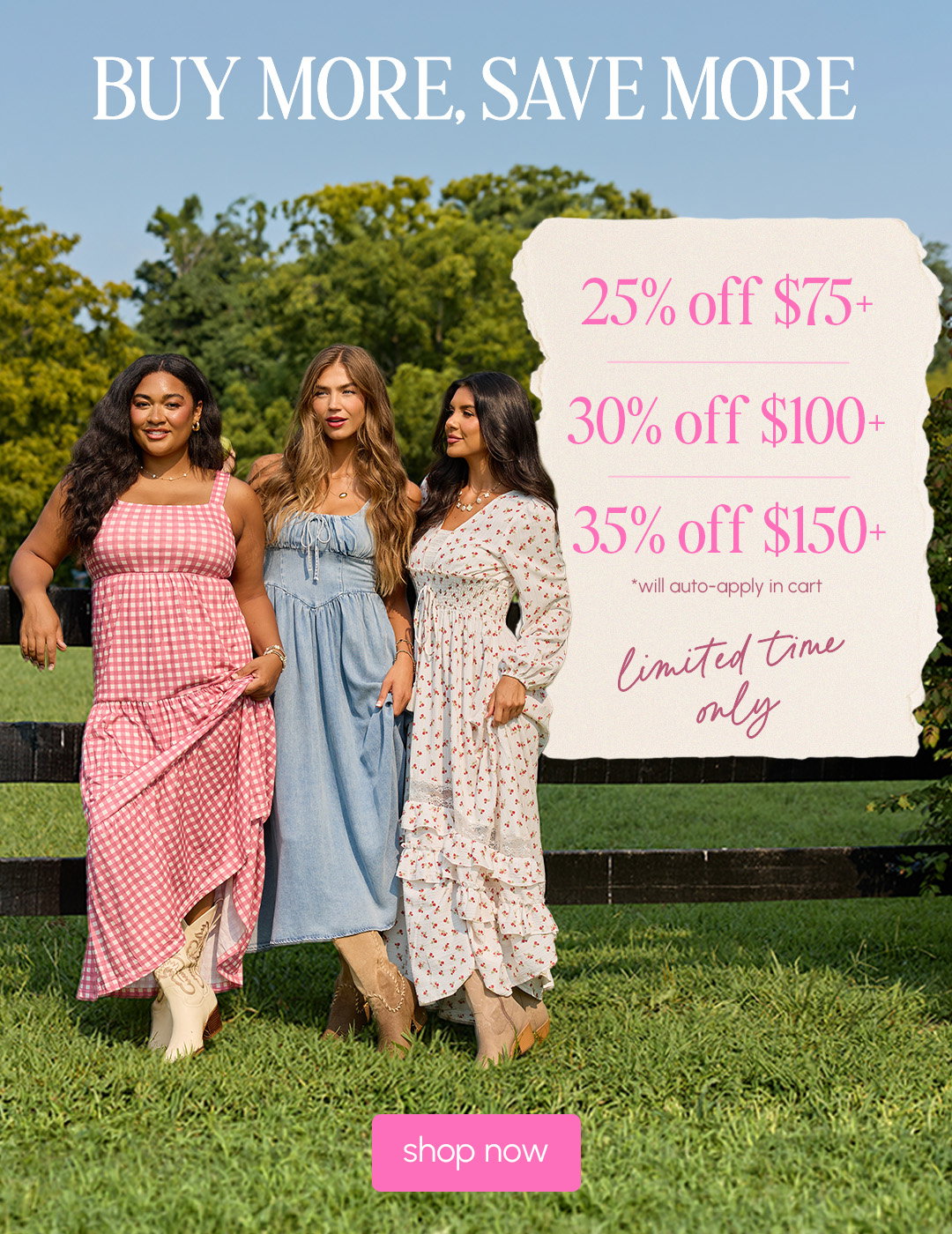 Buy More, Save More: up to 35% off a purchase of $150!