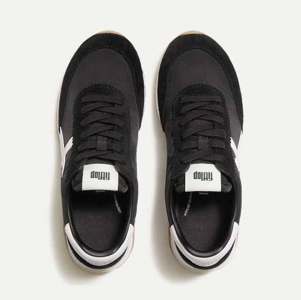 RETRO-Q Fabric/Suede Trainers - Black