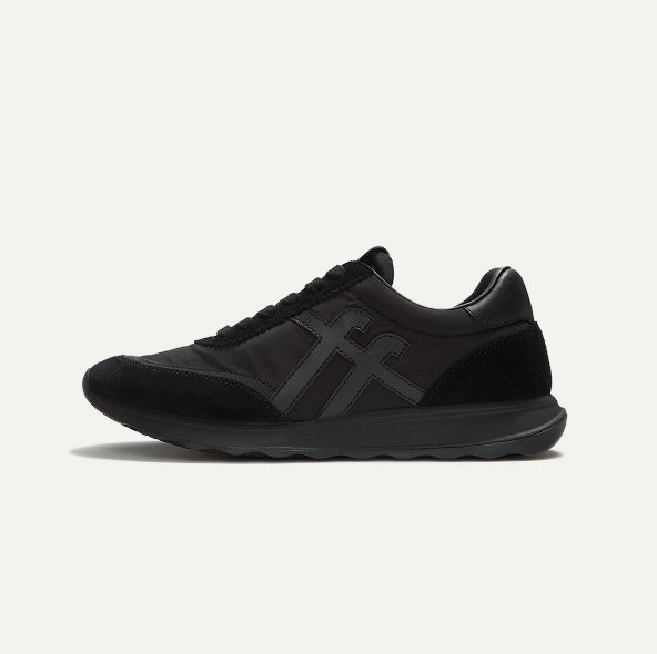 RETRO-Q Fabric/Suede Trainers - All Black