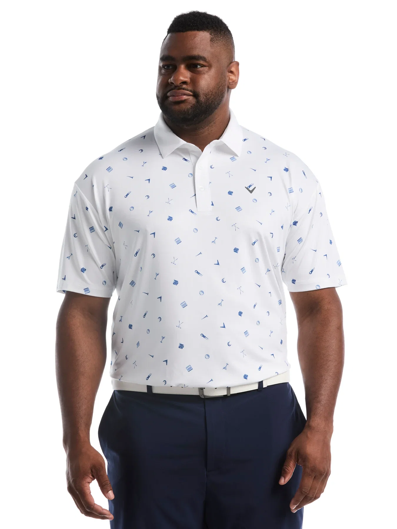 Big & Tall Clubhouse Essentials Print Polo - Bright White Big & Tall Clubhouse Essentials Print Polo - Bright White