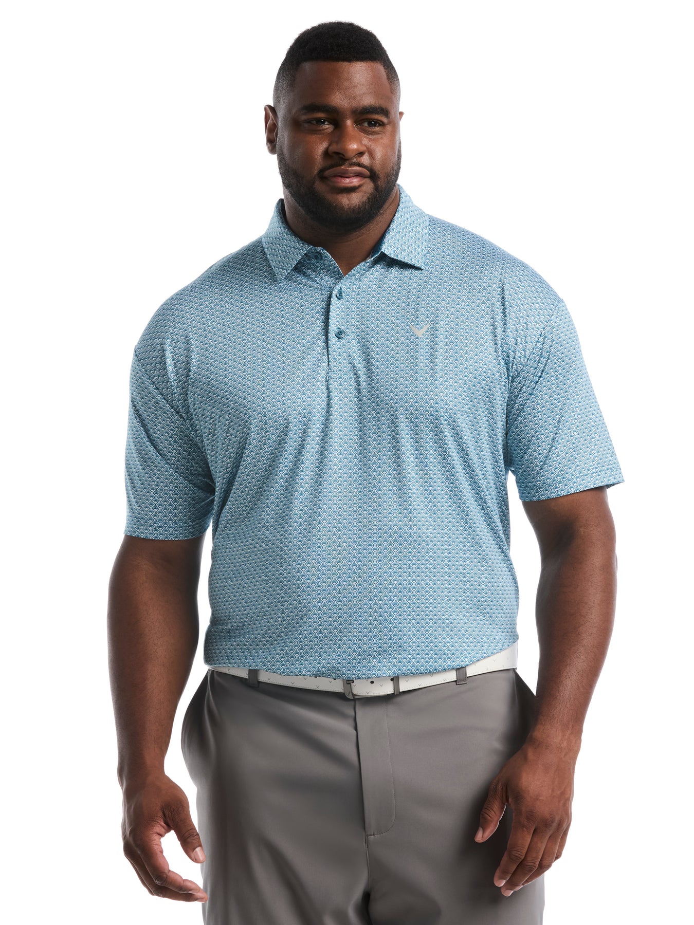 Big & Tall All-Over Tee Print Polo - Blue Coral Big & Tall All-Over Tee Print Polo - Blue Coral