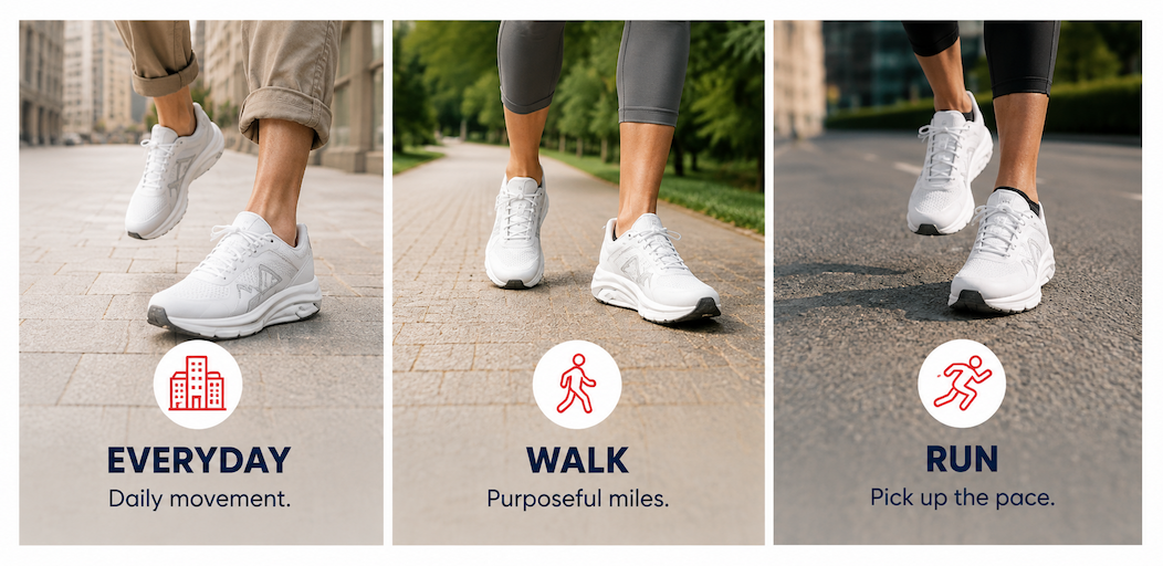 MBT-2000 II shown for everyday movement, purposeful walking and running.