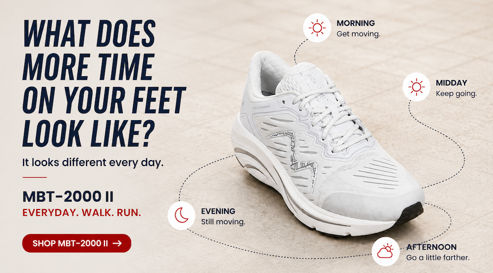MBT-2000 II white performance shoe designed for everyday movement, walking and running from morning through evening.