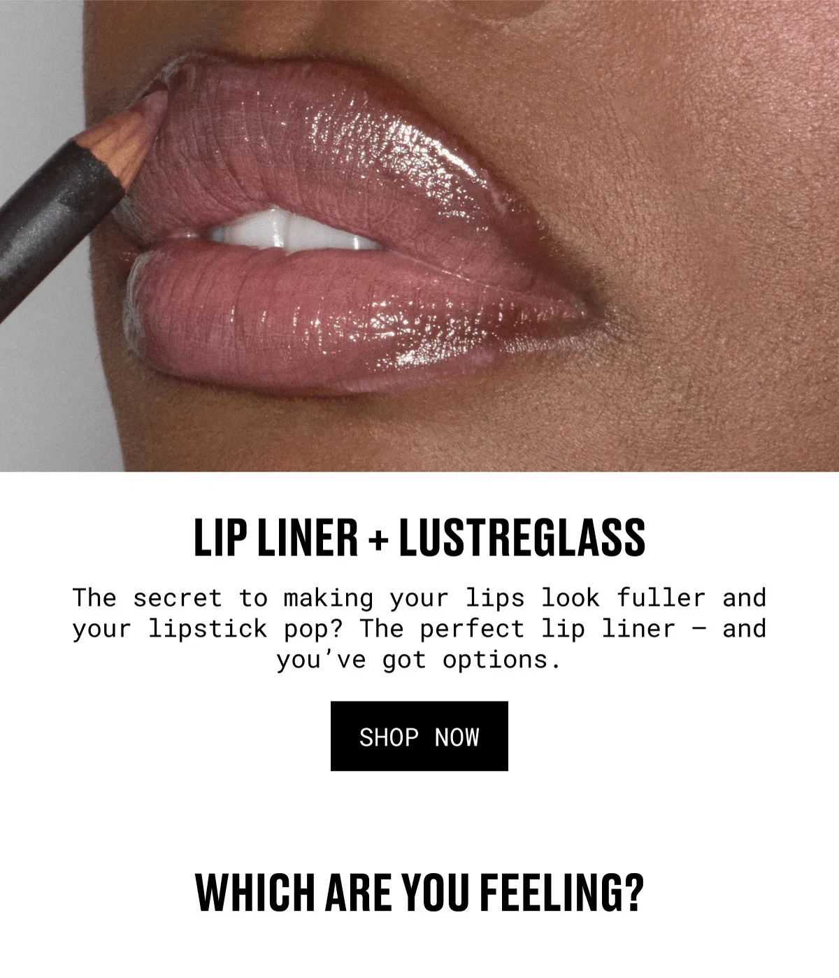 LIP LINER + LUSTREGLASS | The secret to making your lips look fuller and your lipstick pop? The perfect lip liner – and you’ve got options. | SHOP NOW | WHICH ARE YOU FEELING?