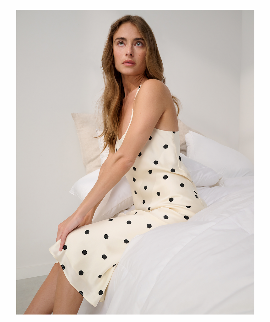 summer dot bias slip dress washable silk 