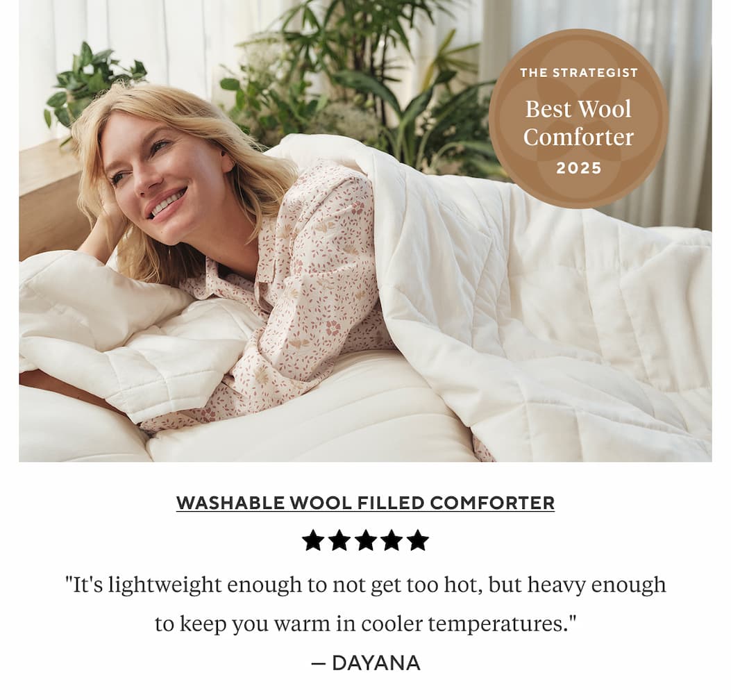 Washable Wool Filled Comforter "It's lightweight enough to not get too hot, but heavy enough to keep you warm on cooler temperatures." Dayana