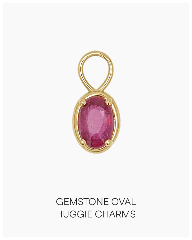 Gemstone Oval Huggie Charms