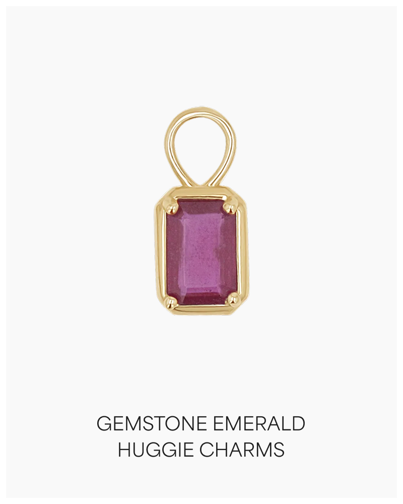 Gemstone Emerald Huggie Charms