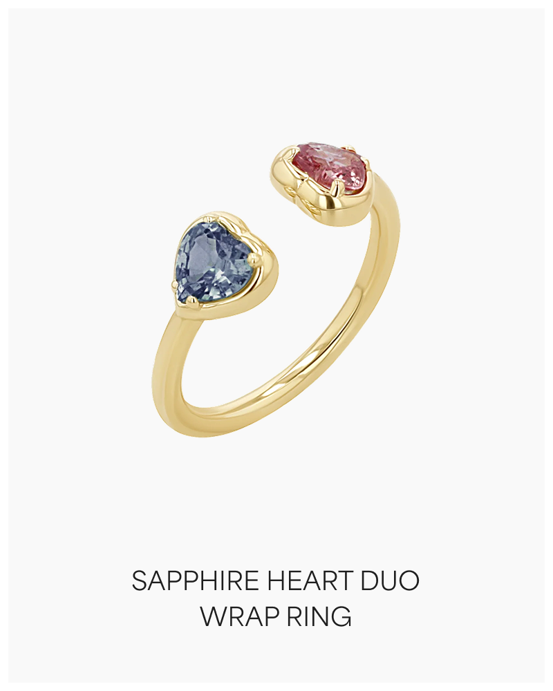 Sapphire Heart Duo Wrap Ring