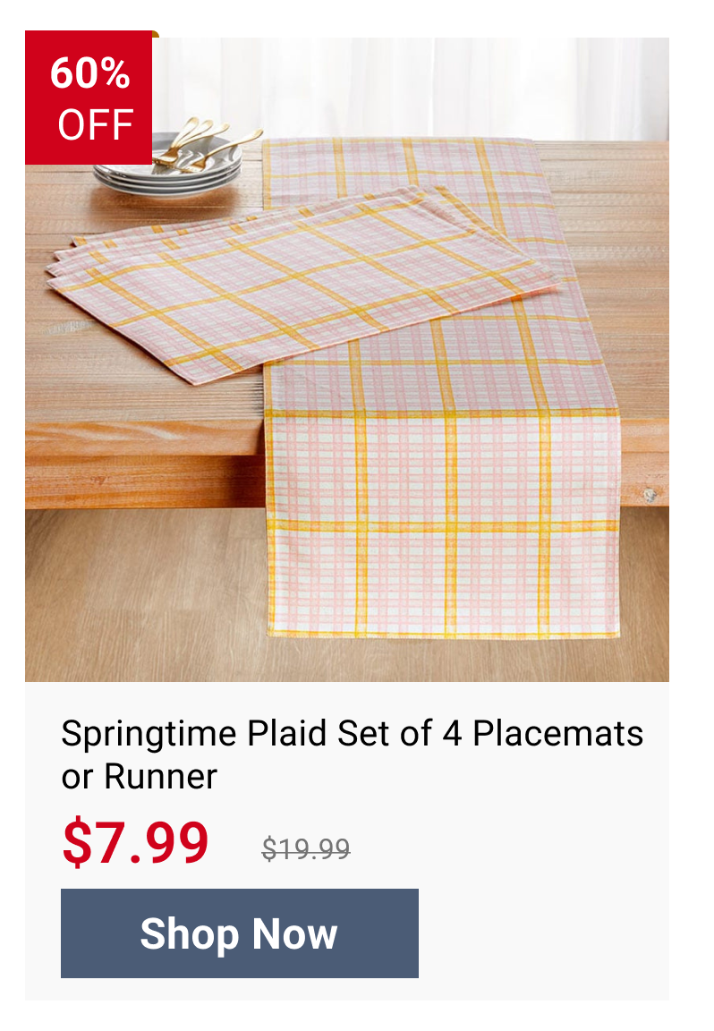 Springtime Plaid Set of 4 Placemats or Runner