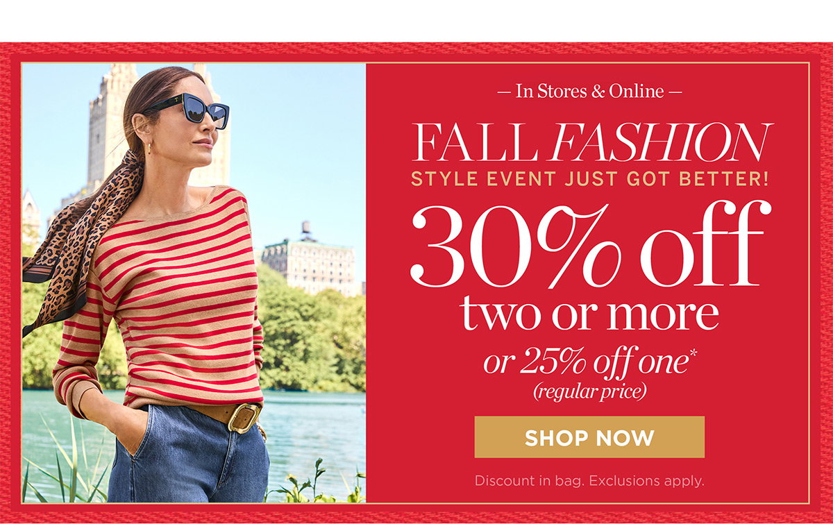 30% off two or more or 25% off one