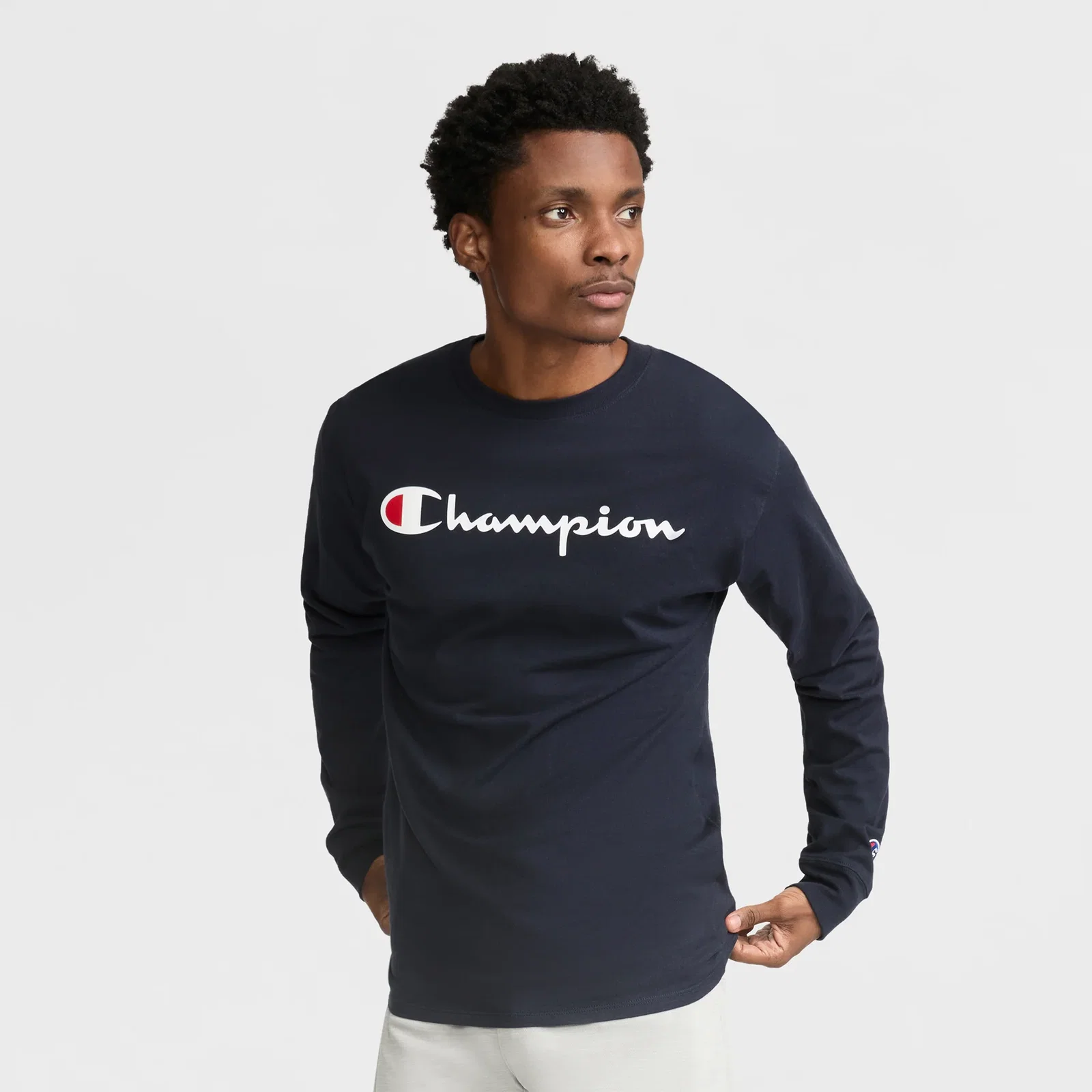 Image of Classic Graphic Long-Sleeve T-Shirt, Script Logo