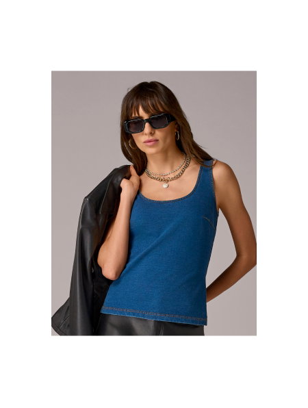 Denim Scoop Neck Tank Top