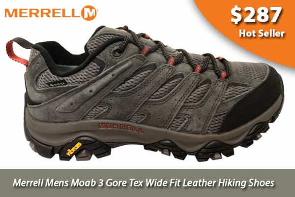 Merrell Mens Moab 3 Gore Tex Wide Fit Leather Hiking Shoes