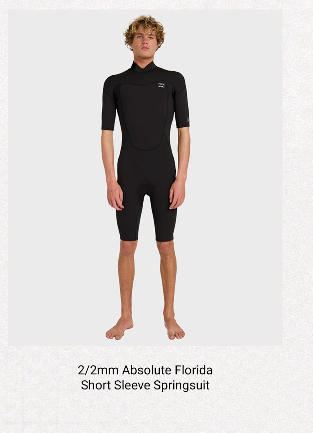 2/2mm Absolute Florida Short Sleeve Springsuit - Built from a durable blend of nylon, polyester and spandex, it’s designed for dependable stretch and a secure fit.