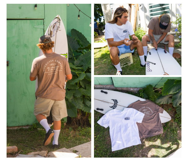 Collage of models wearing graphic tees