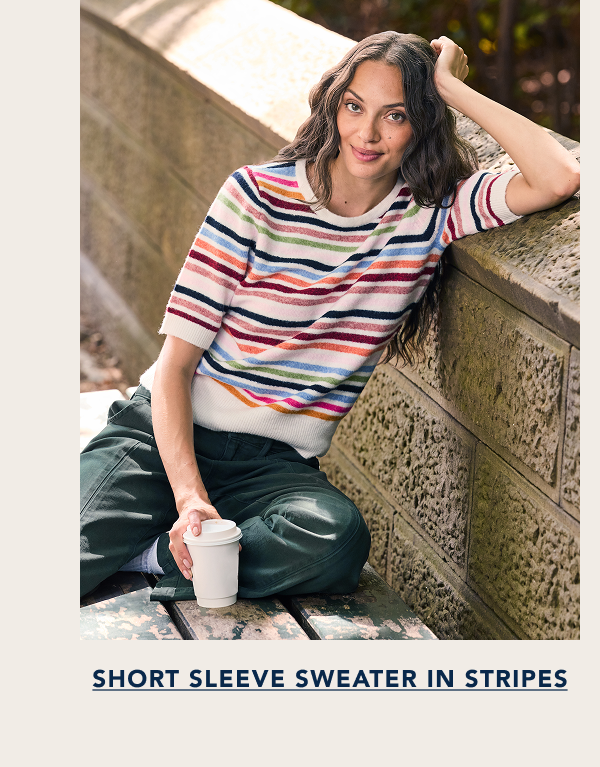 Short Sleeve Sweater in Stripes