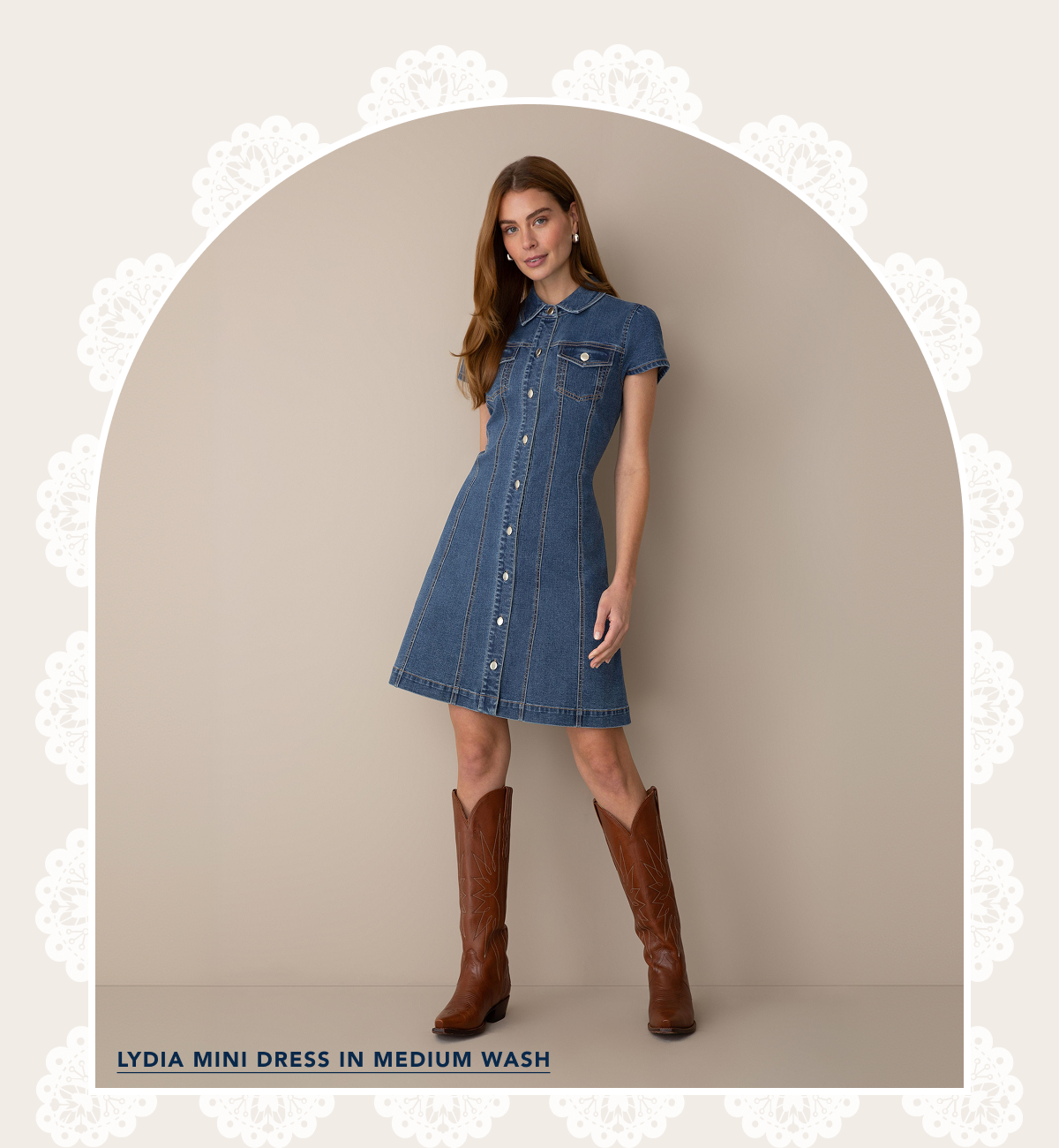 Lydie Mini Dress in Medium Wash 