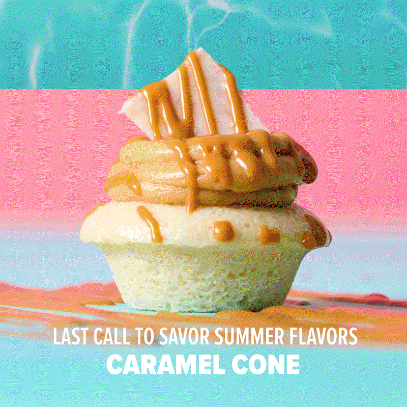 Last call to savor summer flavors: Chocolate & Vanilla swirl, caramel cone, and s'moreo.