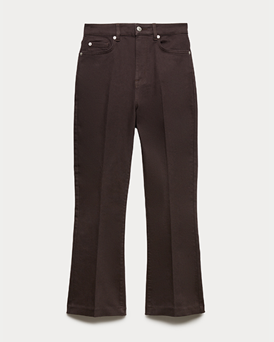 High Waisted Kickflare Cropped Jeans in Chocolate