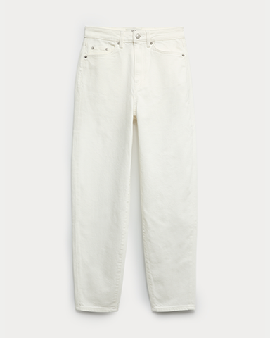Mom High Waisted Ankle Grazer Jeans in Ecru