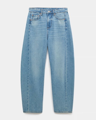 Mid Rise Barrel Jeans in Indigo