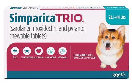 Simparica TRIO - Flea, Tick, Heartworm & Broad Spectrum Prevention Chewables for Dogs