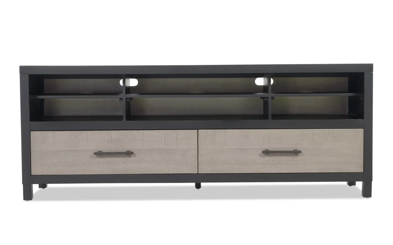 Fusion 70'' Black & Gray Fully Assembled Storage TV Stand