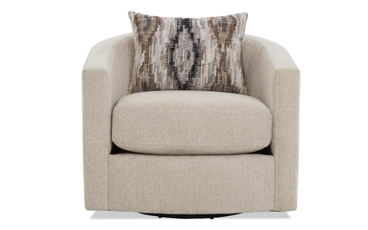 Sandra Beige Swivel Accent Chair