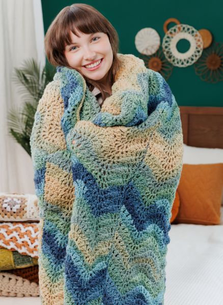 Free Ripple Sutherland Strips Crochet Throw Pattern