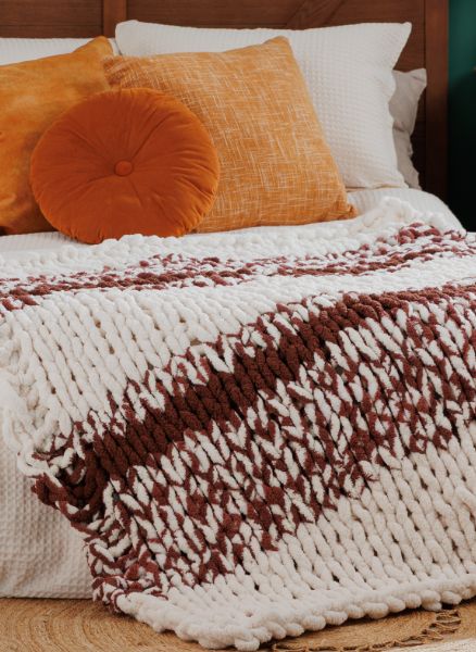 Free Simple Striping Table Knit Blanket Pattern