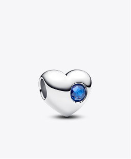 September Engravable Blue Stone Heart Charm
