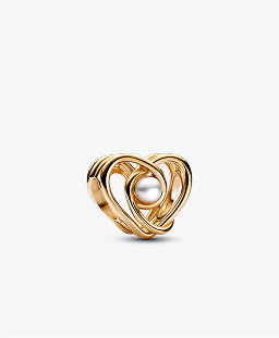Openwork Swirling Heart & Treated Freshwater Cultured Pearl Charm